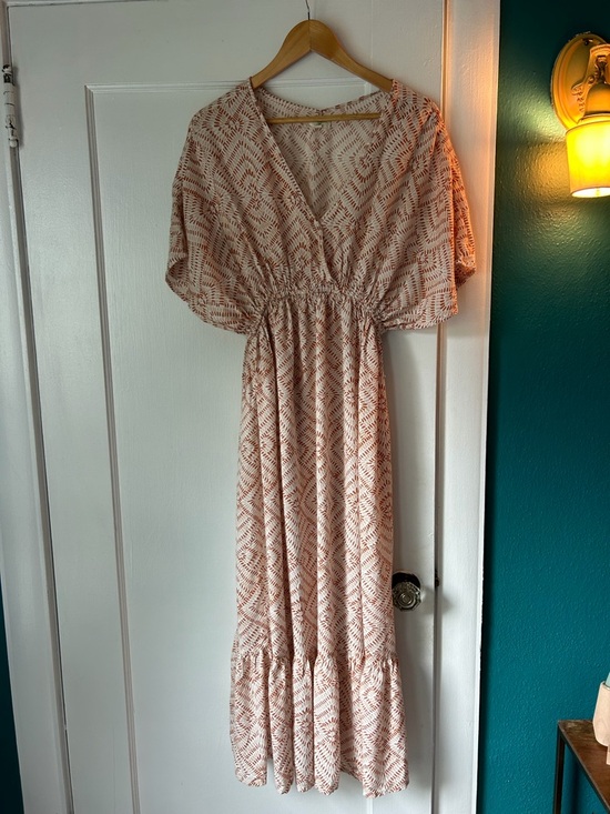 Cost Plus World Market Dresses & Skirts - Cost Plus World Market Cream and Rust Patterned Maxi Dress